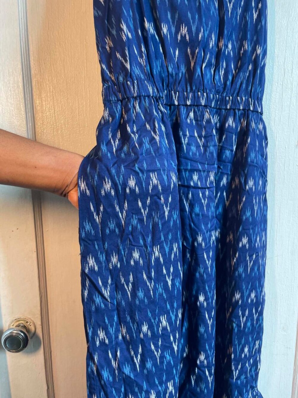 J.Crew Blue Ikat Maxi Dress Size 14 - Picture 4 of 10